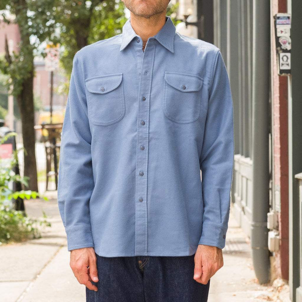 Moleskin Officers Shirt in River Blue