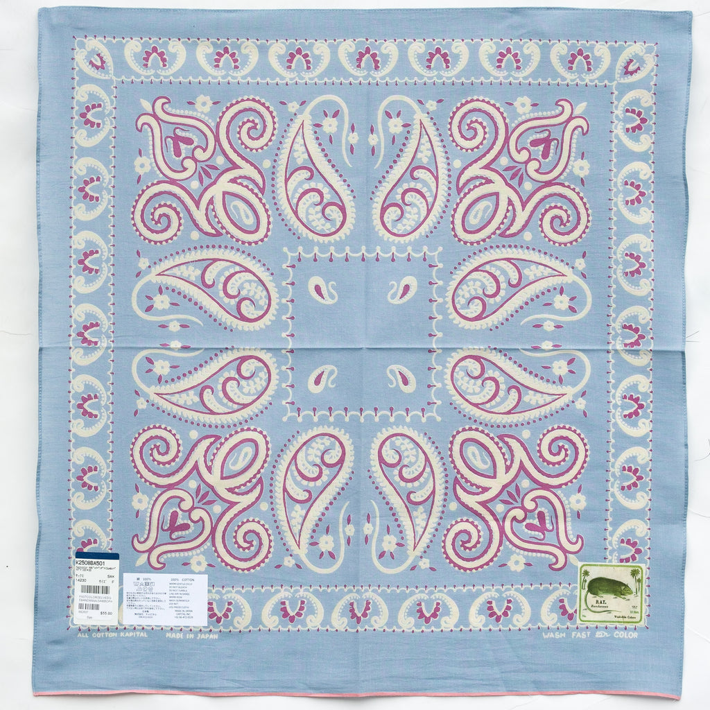 Fastcolor Selvedge Bandanna (SAMBO Paisely) 20X20 in Sax