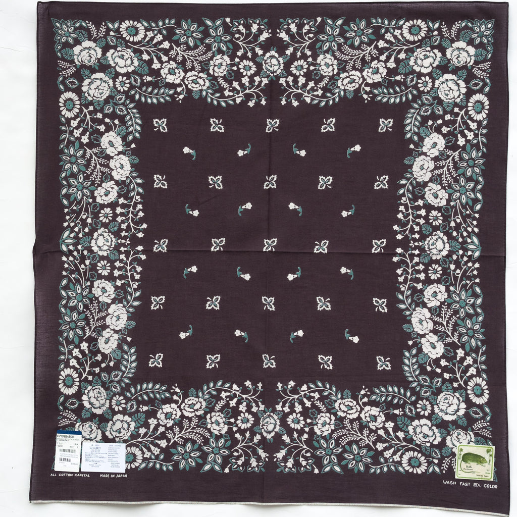Fastcolor Selvedge Bandanna (CHURCHILL GARDEN) 30X30 in Black