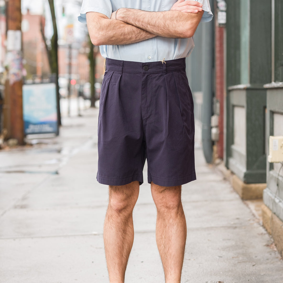 La Paz - Lapa Pleated Shorts in Dark Navy Canvas – Vestis Ltd.