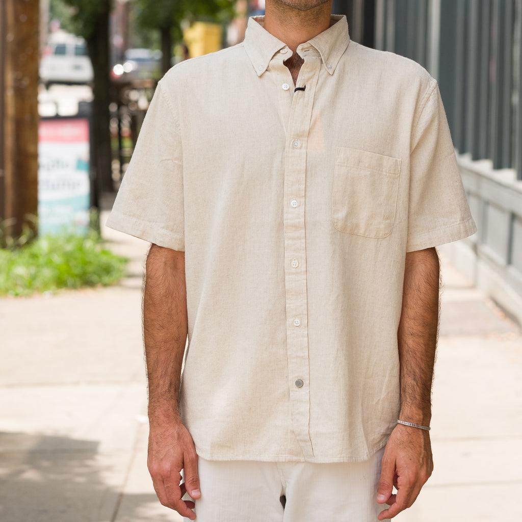 No 6 Classic Button Down Short Sleeve Shirt Stout Weave