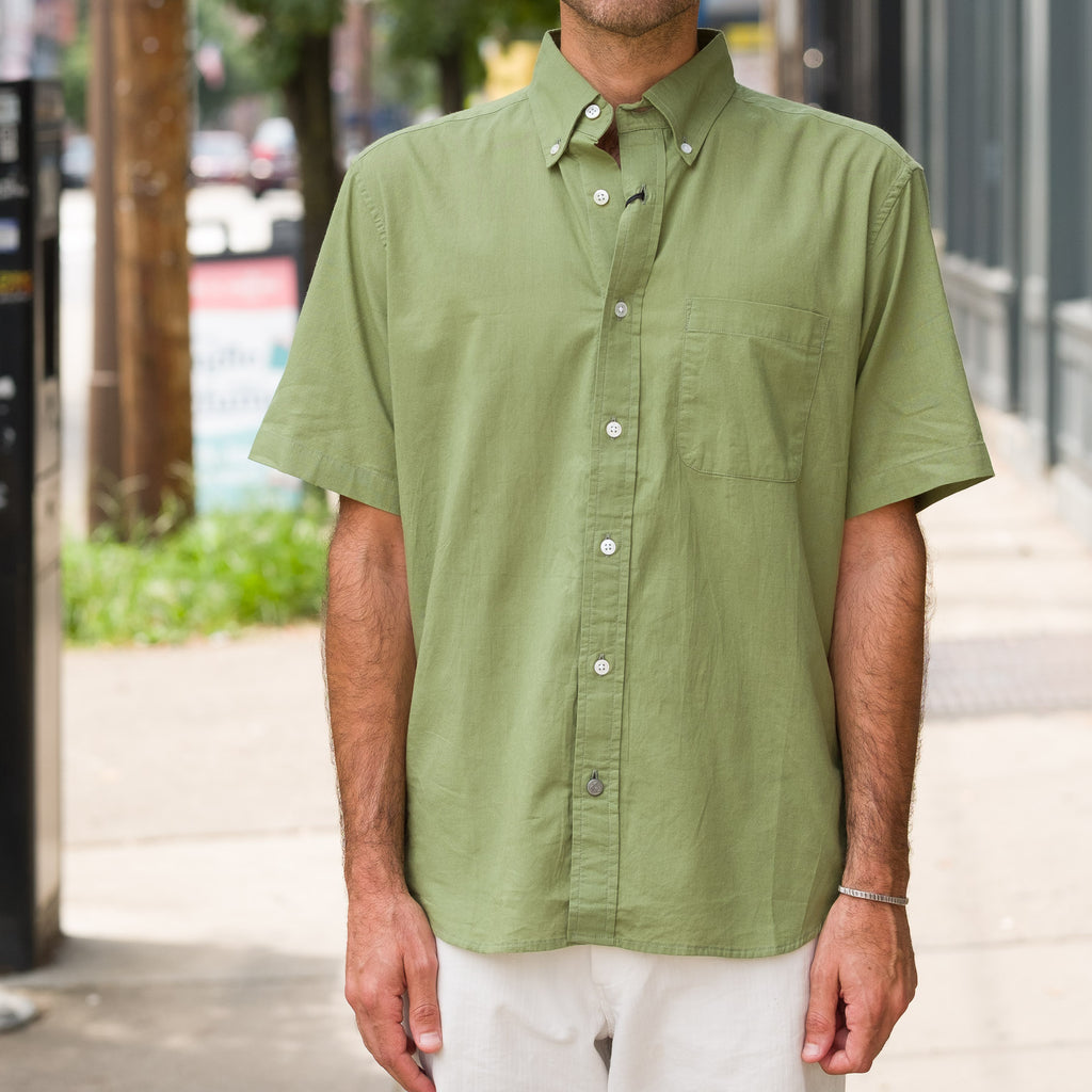 No 6 Classic Button Down Short Sleeve Shirt in Lawn Green